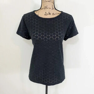 COIN 1804 Women's Regular Button Back Cutout Knit Top Size Large Black New